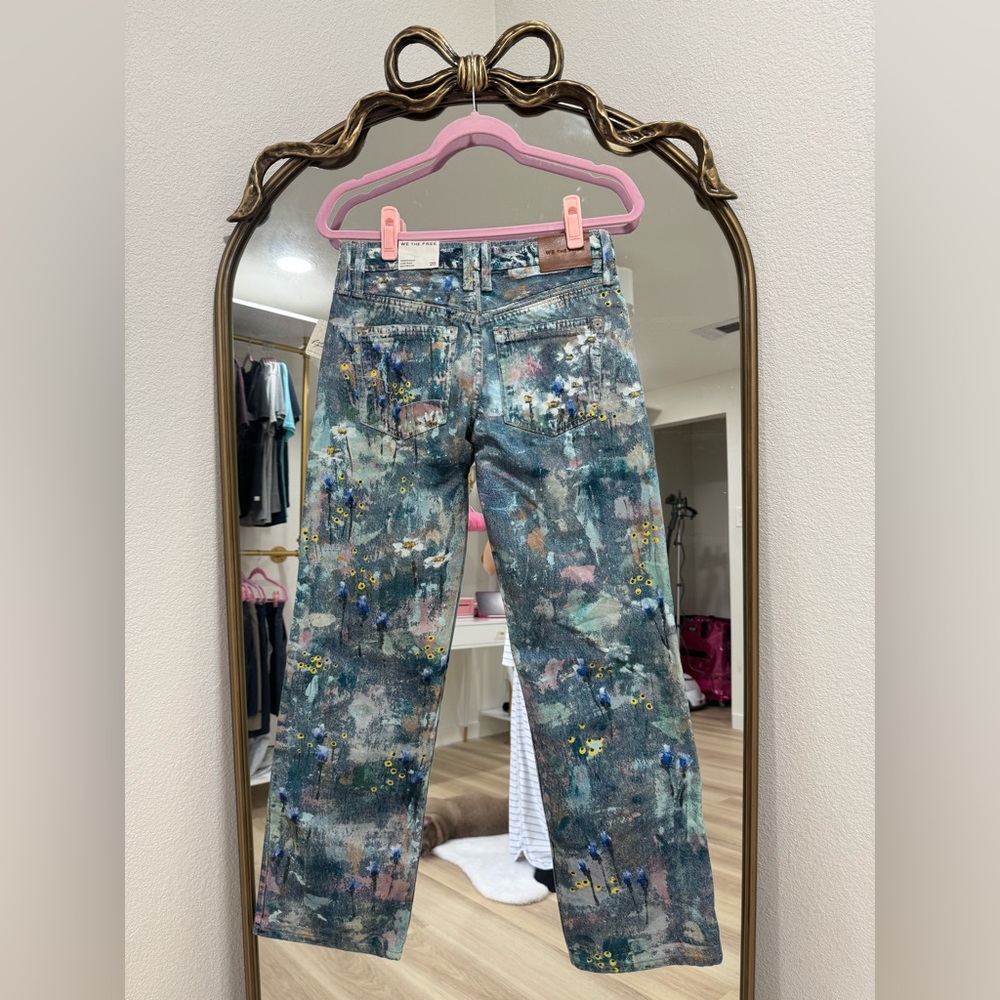 NWT Free People We The Free Tennessee Low-Rise Illusions Jeans floral canvas - Picture 6 of 9